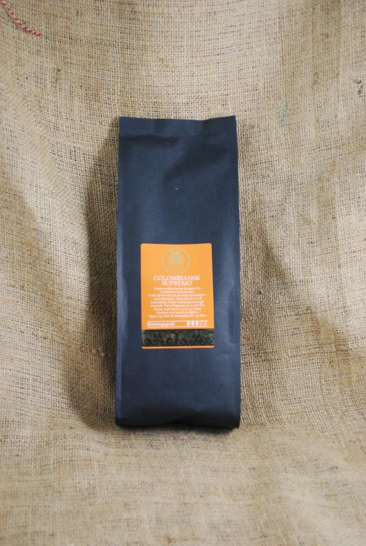 Columbiansk supremo kaffe, kaffebønner, filter eller stempel